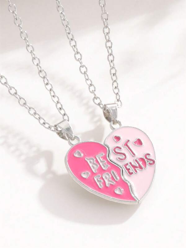2 pièces Collier de meilleurs amis, collier magnétique de couple BFF, pendentif en forme de cœur mignon, cadeau à la mode pour les filles, cadeau d'anniversaire