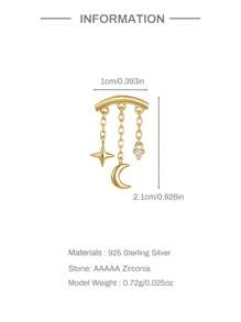 1Pc Star Moon Pendant 925 Sterling Silver Earring For Women Classic Hypoallergenic Minimalist Gift For Her Wedding Party Fine Jewelry