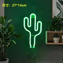 Grüne Kaktus Neonleuchte - LED Kaktus Neonlichtstreifen, Kaktus Neon Wanddekoration Neonlicht für Schlafzimmer, Batterie- und USB-betrieben Nachtlicht, Heimdekoration, Raumdekoration, Partydekoration, Cowboy Party Dekoration, Geburtstagsparty Dekoration