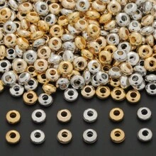 3mm/4mm/5mm Mixed Color Round Spacer Beads (Gold, Silver, KC Gold, White K), Smooth Alloy Spacer Beads For DIY Jewelry Making, Necklace Bracelet Earrings Pendant Charms
