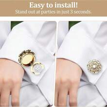 1 Pc No-Sew Rhinestone Button Covers For Women's Shirts & Blouses – Easy Reusable Clip-On Crystal Buttons For Instant Glamour – Elegant Jewelry-Style Buttons To Prevent Accidental Openings & Wardrobe Malfunctions – Perfect For Business Attire, Formal Events, Or Everyday Fashion – Instantly Elevate Your Look, Boost Confidence, And Add Sparkle To Any Outfit – Quick And Convenient Solution For A Polished, Chic Appearance - 彩色 - 查看 9