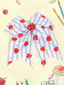 1/5pcs Back To School Multicolor Large Hair Bow Clips For Girls,Pencilsb/School Bag/Rulers,Prints Ribbon Grosgrain Hairgrips For First Day Of School ,Girl Student Cheerleader Hair Accessories - Multicolor - View 14