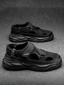 L.S.W.P (Couple) Unisex Outdoor Sport Sandals, Business Casual Thick Sole Beach Shoes, Breathable Mesh Fabric, Adjustable Hook And Loop Closure, Size 36-45 - Black - View 3