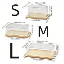 1 pieza Recipiente rectangular con tapa para queso/mantequilla, caja de almacenamiento de alimentos para el refrigerador para tartas, postres, pan