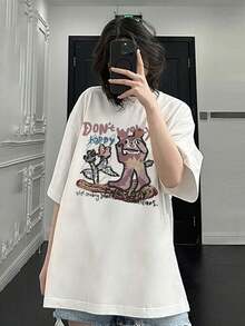 200g Pure Cotton T-Shirt 2025 Summer Ladies New Short Sleeve Pure Cotton Holiday Pattern Short Sleeve Round Neck Couple Wear Small Shirt Tops - 白色 - 查看 3