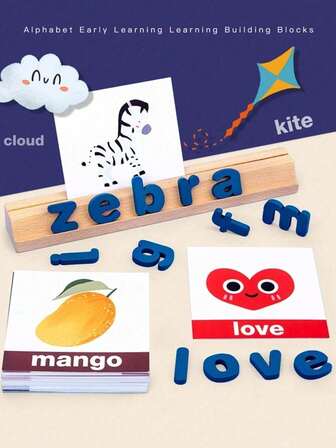 Children's Educational Learning, English Spelling Word Games, Wooden Toys, Maria Montessori Alphabet Word Teaching Aids, Wooden Toys, 129 Accessories