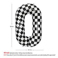 1 Peça Balão Número de Aniversário, Balão de Folha de Alumínio de Carro de Corrida Quadriculado de 40 Polegadas, Balão Grande de Número Preto e Branco Auto-Inflável de Hélio, Adequado para Itens de Decoração de Festa de Aniversário com Bandeira de Corrida