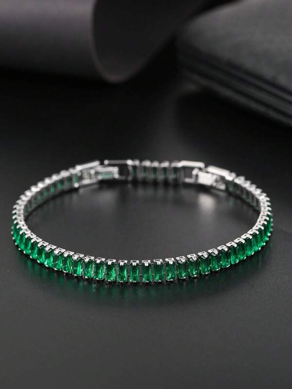 1 pieza Pulsera de circonita cúbica brillante, declaración de moda para mujeres y hombres, joyería exquisita para boda, fiesta, regalo elegante