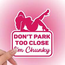 幽默“别停得太近，我胖乎乎的”汽车贴花贴纸 - 粉色幻想主题 PVC 乙烯基，自粘式半哑光饰面，适用于汽车、窗户、镜子、木材、塑料、玻璃、金属和陶瓷表面，汽车贴纸，学校用品，返校
