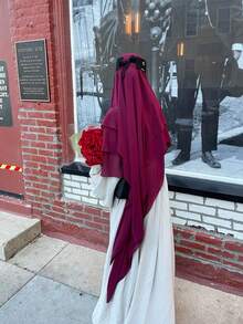 1 件女士即时头巾 Khimar，纯色多层不对称雪纺面纱，时尚奢华优雅，百搭雪纺围巾披肩，适合日常、节日、聚会