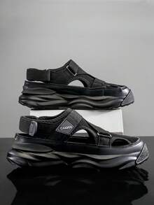 L.S.W.P (Couple) Unisex Outdoor Sport Sandals, Business Casual Thick Sole Beach Shoes, Breathable Mesh Fabric, Adjustable Hook And Loop Closure, Size 36-45 - Black - View 15