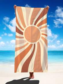 1 Stück sonnige Mikrofaser-Strandtuch, ohne Sand, leicht, überdimensioniert, schnelltrocknend für Erwachsene zum Schwimmen, Schwimmbad, Camping, Yoga, Reiseaccessoires, Urlaubssachen, Strandutensilien