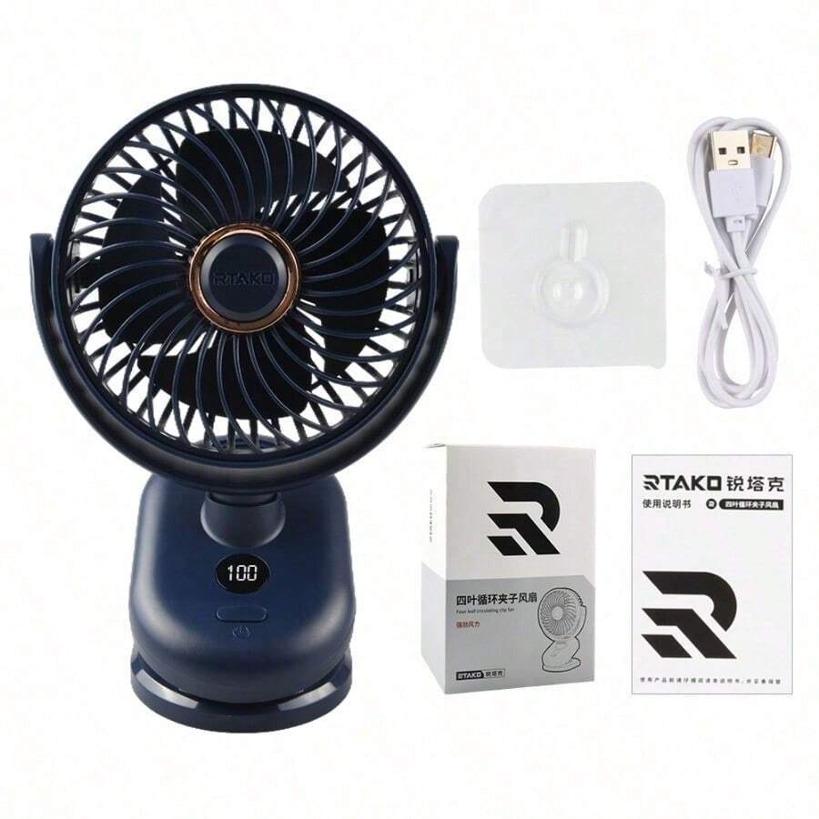 Small Desk Fan, 360°Rotation Ultra Quiet Personal Desktop Fan, USB Rechargeable Mini Table Fan, Strong Airflow For Home Bedroom Office Camping