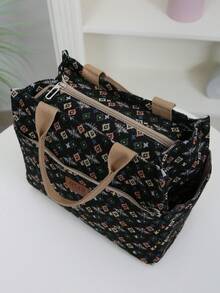 DLIU 全新大容量加厚手提袋，隔热铝箔内衬，拉链半封口，多口袋户外储物袋，适合午餐、便当、工作餐携带、返校、复古风格、方形学校用品袋，适合女士午餐袋野餐配件