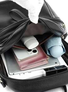 Multifunction Backpack Women Soft PU Leather Backpack Large Capacity School Bags For Girls New Fashion Female Bagpack
