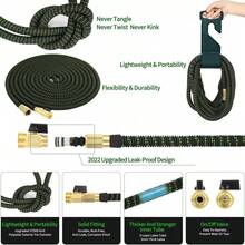 100ft Heavy-Duty Garden Rubber Hose With 10 Spray Nozzles - Flexible, Lightweight, Expandable Water Hose For Yard, Lawn, Car Wash & Outdoor Use, Black, Car Washing Hose, Yard Watering, Sleek Hose Design, Durable Water Flow - màu đen - Xem 8