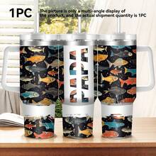 1pc40oz多元素花朵图案水杯，不锈钢保温吸管杯，双层保护保温杯，配有吸管和杯刷，使用方便，非常适合家庭、办公室、户外旅行、汽车、健身，是送给家人、朋友和亲戚的圣诞礼物，感恩节礼物 - 彩色 - 查看 15