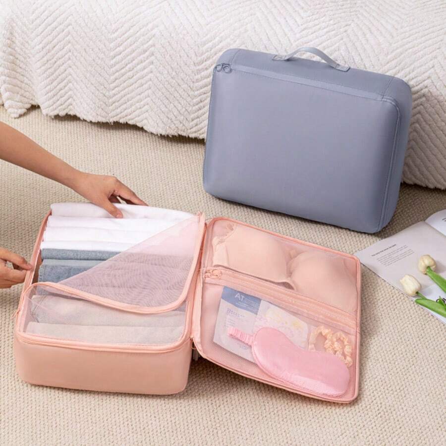 1/2pcs Three-In-One Travel Clothing Storage Bag, Underwear Storage Bag, Portable Packaging And Luggage Storage Packing Cubes Luggage Packing Organizers For Travel Accessories Bag For School School Accessories School Stuff