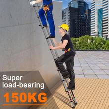 AutoFu Telescopic Ladder 5M/16.4FT Multi-Purpose Folding With Detachable Hooks, Stainless Steel Ladders 12 Adjustable Steps Extension Ladder, Extendable Resistant Foldable Ladder With EN131, Max Load 150kg - 5M/16.4FT Ladder - View 11