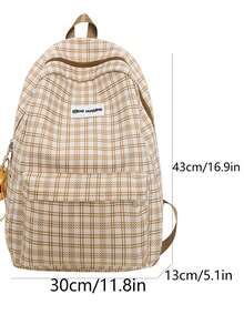 Mochila de gran capacidad, estilo japonés a cuadros, de doble hombro, versátil, adecuada para estudiantes de secundaria y preparatoria, mochila escolar a cuadros de alta calidad, versátil para estudiantes de secundaria, estilo "Mori", mochila de doble hombro, mochila suave y linda para viajes (sin colgantes) - Multicolor - Ver 8