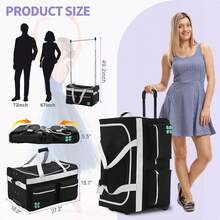 Lilypelle Dance Bag With Garment Rack, Collapsible Rolling Dance Garment Bag With Wheels For Travel, Luggage For Women And Men - 黑灰色 - 查看 2