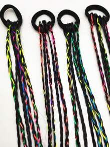 1 pezzo Parrucca con treccia intrecciata per donne, accessorio per capelli con corda colorata annodata in stile box braid, fascia elastica per capelli (il colore della corda è casuale)