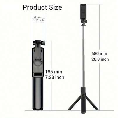 1pc Wireless Selfie Stick With Tripod, Remote Control, Phone Holder And Built-In Tripod, Suitable For Summer Vacation, Travel, Outdoor Activities, Live Streaming And Stable Recording