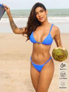 Triangle Bikini With Removable Pads And Lined Beads - Style And Comfort In The Right Measure - Valentine's Day - Baby Blue - View 1