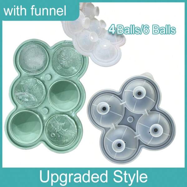 4/6/8 Large Silicone Ice Cube Trays - Easy-Release, No Leakage, Reusable Ice Mold Ball For Ice Mould, Perfect For Summer