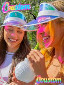 Personalized Monogrammed Holographic Beach Hats, Custom Bachelorette Party Gift Hats, Last Minute Swing Gifts, Pool Malibu Beach Hats, Custom Bridesmaid Sun Hats, Custom Ladies Sun Hats, Custom Beach Hats