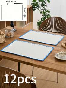 1/4/6/12 piezas Manteles individuales redondos con bordado de conchas marinas azules, decoración para el hogar y la cocina, manteles de mesa de comedor antideslizantes para tazas, vasos y platos para decoración de fiestas, cumpleaños y banquetes