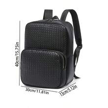 2025 New PU Woven Texture Backpack, Unisex College Student Backpack, Casual Backpack, Korean Style Simple Outdoor Travel Bag Large Capacity Bag