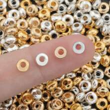 3mm/4mm/5mm Mixed Color Round Spacer Beads (Gold, Silver, KC Gold, White K), Smooth Alloy Spacer Beads For DIY Jewelry Making, Necklace Bracelet Earrings Pendant Charms