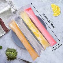 50 piezas Bolsa desechable para paletas, molde de cubitos de hielo, bolsa sellada con cremallera, palito de yogur, bolsa para paletas de jugo, suministros de cocina, esencial para verano, Halloween y Navidad