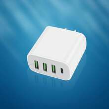 4-Port USB-C Wall Charger With Fast Charging Cube – Multi-Device Power Adapter Compatible With Iphone 16/15/14/13/12 Pro Max & More Suitable For Multiple People Charging, Multiple Devices Charging, Home Charging Needs, And Office Desks Phone Charger Multi-Port