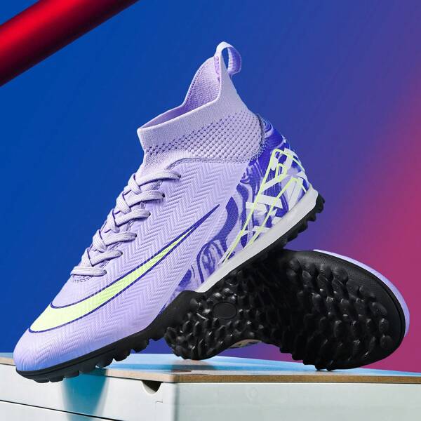 New Men's Football Shoes Slip-Resistant Cleats AG Spikes Shoes Professional Match Training Shoes Outdoor Grass Football Boots Adult Breathable High-Top Football Shoes Couple Lightweight Classic Sports Soccer Shoes