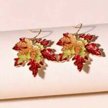 1 Pair Vintage Maple Leaf Drip Oil Textured Earrings