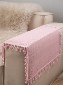 Tokoto 1pc Pink Hollow Out Table Cloth, Bohemian Modern Square Tablecloth, Suitable For Christmas Decor, Halloween Party, Decorating Small Tables, Bedside Tables, Sofas, Cabinets, All Seasons