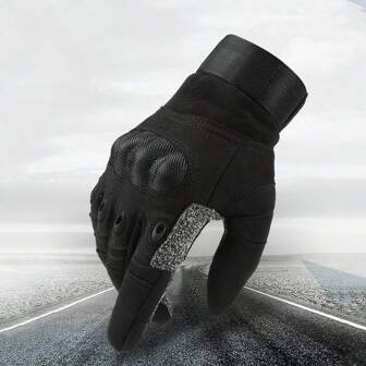 1 Pair Unisex Outdoor Cycling Gloves - Palms Made Of Synthetic Leather For Anti-Slip And Wear-Resistant, Breathable And Elastic Fabric On The Back, Joint Protection And Shock-Absorbing Shell, Full Finger For Spring, Summer And Autumn, Suitable For Outdoor Sports, Cycling And Walking