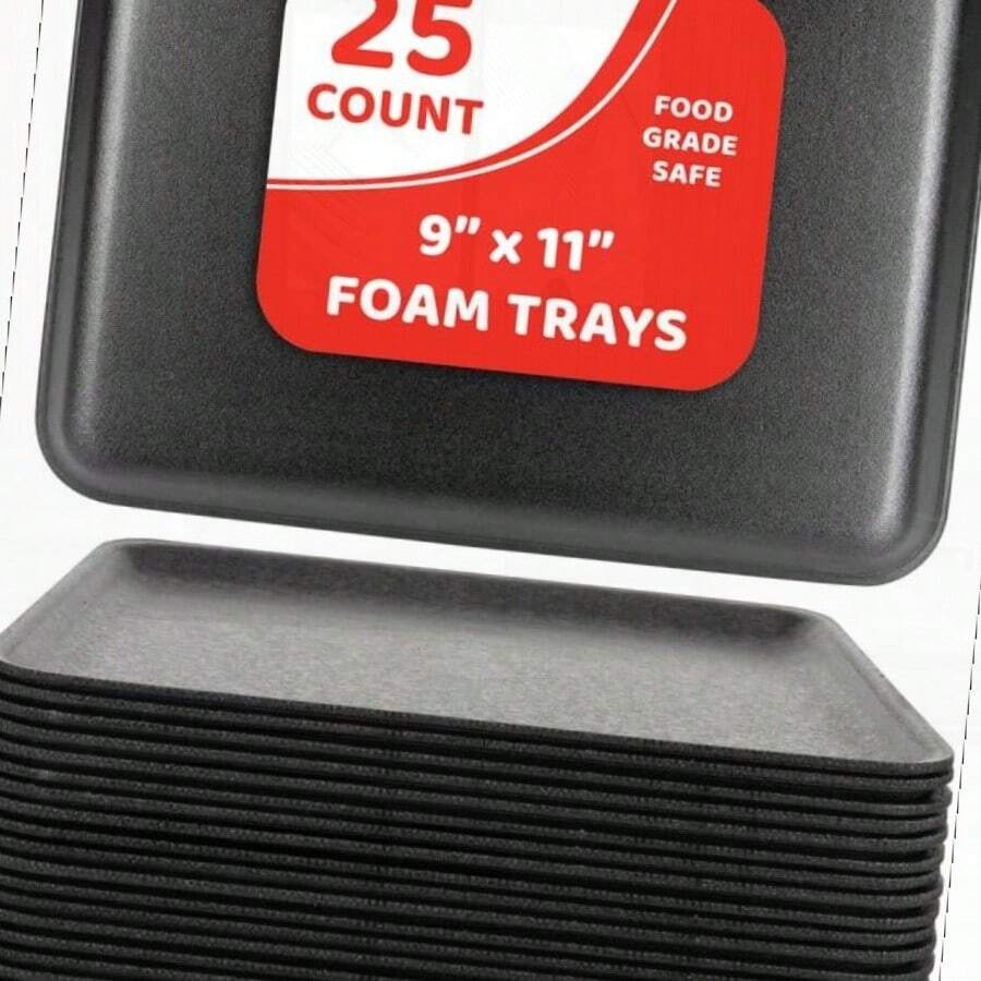Products Black Foam Meat Trays 9x11Inch Black Tray For Crafts Food Painting 25Pack - Black - View 1