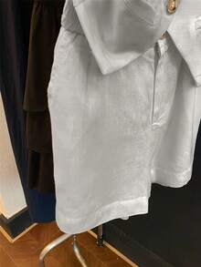 Women's Linen Sleeveless Blazer Vest And Shorts Set, Casual Holiday Outfit Spring/Summer - Light Grey - View 9