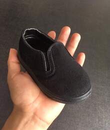 tenis Casuales choclo slip on para Niños Niñas unisex zapatillas deportivas sin Agujetas 12-21 talla mexicana blanco rojo y negro lona basicos - Negro - Ver 1