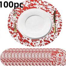 12/24/50/100/150 Stücke 33cm rundes Einweg-Besteck-Set in Goldfarbe, elegante Folie Tisch-Deko, geeignet für Hochzeit, Party, Veranstaltung, Weihnachten, Thanksgiving, Geburtstag, Abschluss, Candle-Light-Dinner, Valentinstag und Single-Party