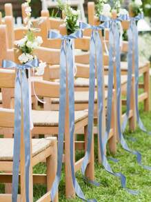 10/5pcs/1pc White Satin Ribbon Bow Chair Ribbon, Pure White Decorative Ribbon Wedding Aisle Decorative Pendant, Event Party Wedding Chair Decoration, White Satin Elegant Ribbon Bench Bow With Long Tail, Wedding Banquet Chair Back Flower Bow Silk Scarf, Used For Bridal Shower, Reception, Wedding Ceremony, With Long Tail