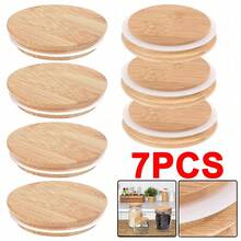 7pcs Reusable Airtight Glass Storage Lids For Gu Pot Jars Bamboo Lids For 8cm - 1 - View 3