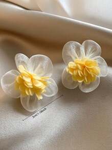 1 Pair Sheer Lace Floral Women's Earrings, Elegant For Wedding, Valentine's Day, Beach Accessories