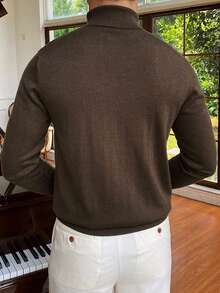 GRDR Men's Crew Neck Long Sleeve Sweater, Versatile Everyday Wear Knitted Pullover - Brown - View 3