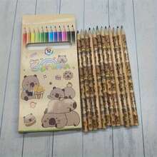 1/6/13 pezzi Set di matite per artisti e studenti con temperamatite integrato in 12 colori per capibara - matite da 0,5 mm - perfette per disegnare, scrivere, schizzare e prendere appunti, dipingere, forniture per scuola e ufficio per artisti - il colore e lo stile del temperamatite sono casuali - Multicolore - Visualizzare 6