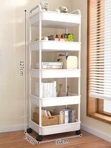 1pc 2-Tier Rolling Storage Cart - PP Material, Multipurpose For Office, Kitchen, Bathroom And Bedroom Organization Outdoor Decor