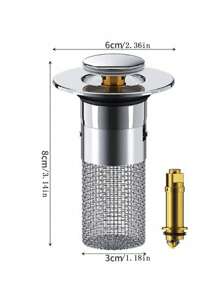 1pc Stainless Steel Mesh & Chrome-Plated Plastic Body Sink Strainer, Suitable For Washbasin Drain Hair Filter, Bathroom Anti-Blocking, Please Confirm Size Before Purchase, Fits 3.4-4.0cm Outlet Diameter/Bathroom Gadgets /Floor Drains & Drain Plugs/Garden/Wedding/Holiday Essentials/Kitchen Accessories/Bathroom Accessories/Kitchen/Home Back To School